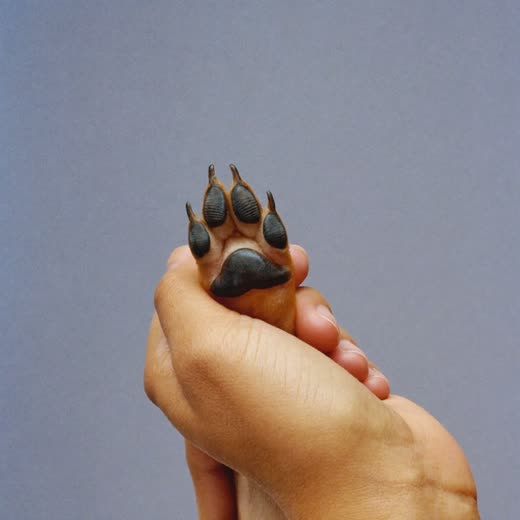 Close view of a dog's paw being held for a nail trim